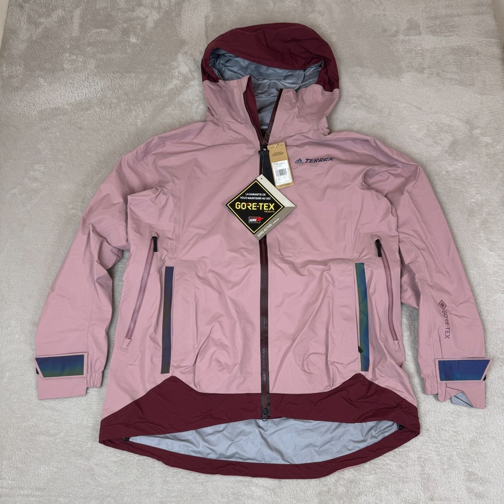 NWT Adidas Terrex Myshelter Gore-Tex Rain Jacket Womens L Pink Hooded Hiking‎